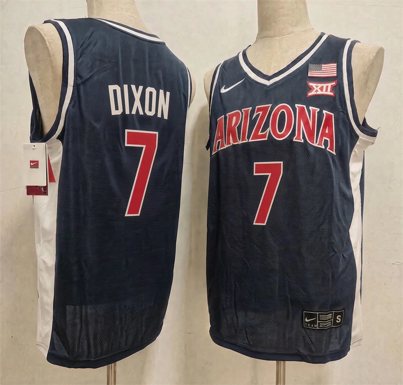 Arizona Wildcats #7 Derek Dixon Navy Retro College Basketball Game Jersey