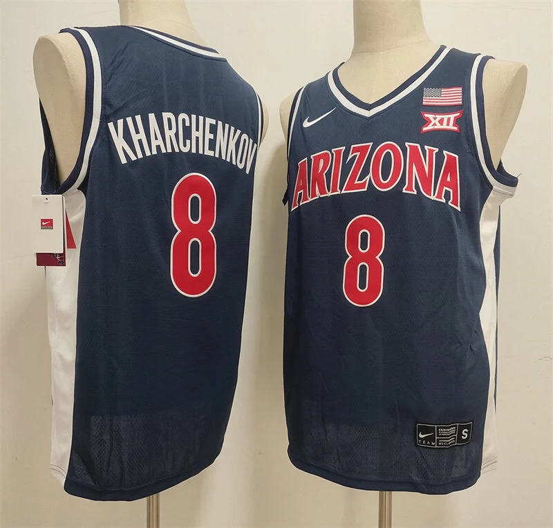 Arizona Wildcats #8 Ivan Kharchenkov Navy Retro College Basketball Game Jersey