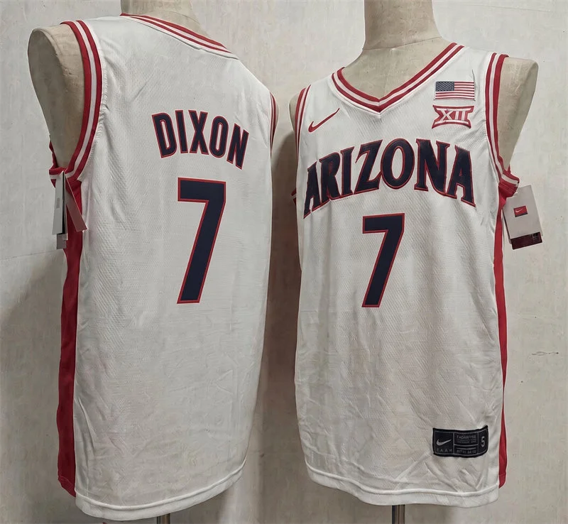 Arizona Wildcats #7 Derek Dixon White Retro College Basketball Game Jersey