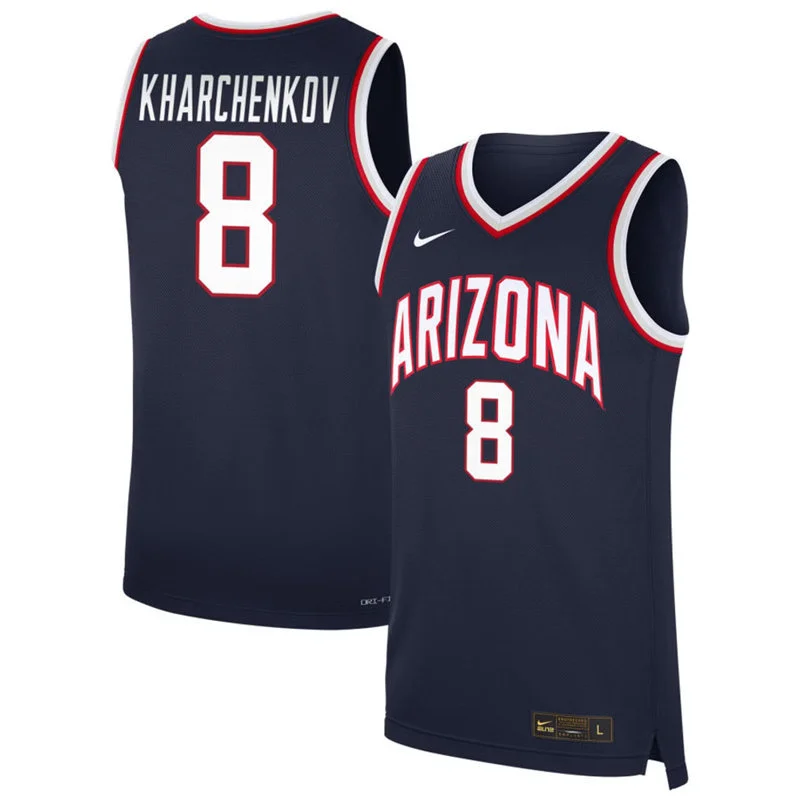 Arizona Wildcats #8 Ivan Kharchenkov 2027 Navy Basketball Game Jersey