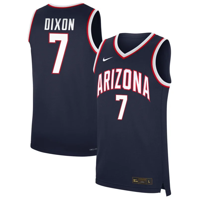 Arizona Wildcats #7 Derek Dixon 2027 Navy Basketball Game Jersey