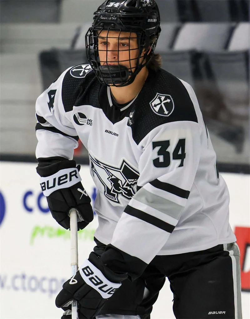 Providence Friars #34 Logan Sawyer 2026 Bauer White Hockey Game Jersey