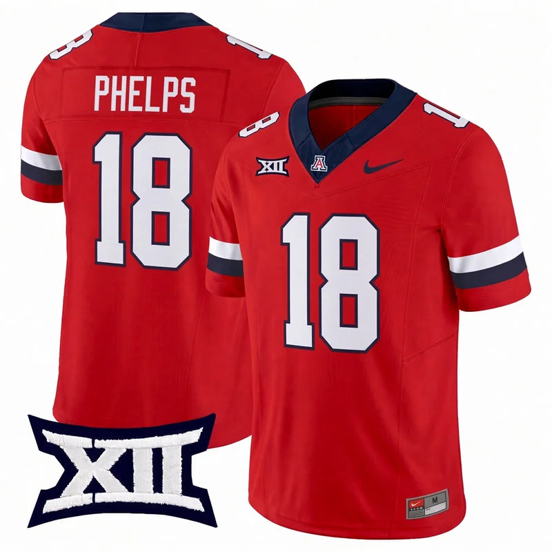 Arizona Wildcats #18 Brandon Phelps Red 2026 XII Football Game Jersey