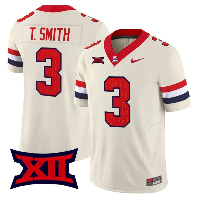Arizona Wildcats #3 Tre Smith Nike Cream Alternate Football Game Jersey