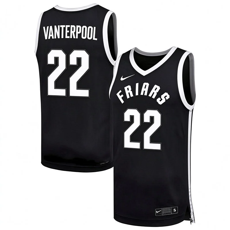 Providence Friars #22 Devin Vanterpool 2027 Black Basketball Game Jersey