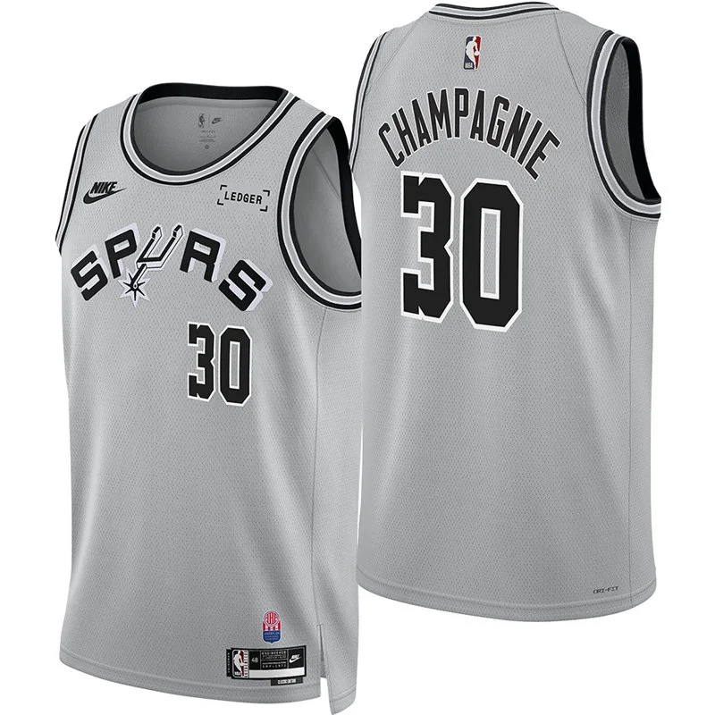 Men's San Antonio Spurs #30 Julian Champagnie Silver Nike ABA-Era Classic Edition Swingman Jersey