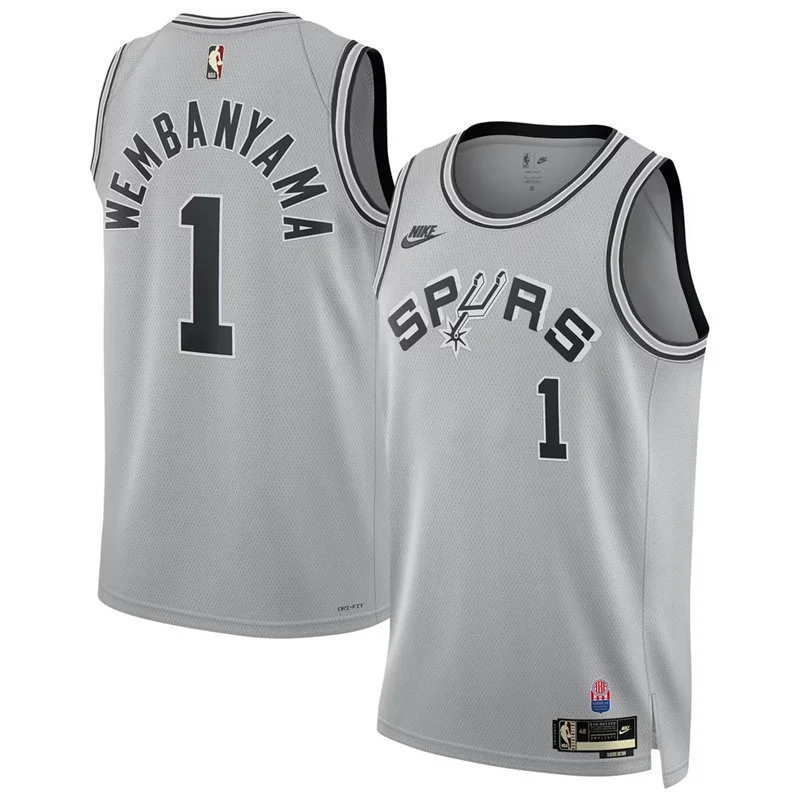 Men's San Antonio Spurs #1 Victor Wembanyama Silver Nike ABA-Era Classic Edition Swingman Jersey