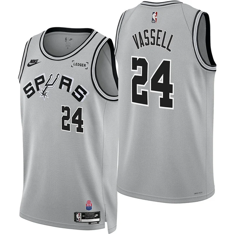 Mens San Antonio Spurs #24 Devin Vassell Silver Nike ABA-Era Classic Edition Swingman Jersey