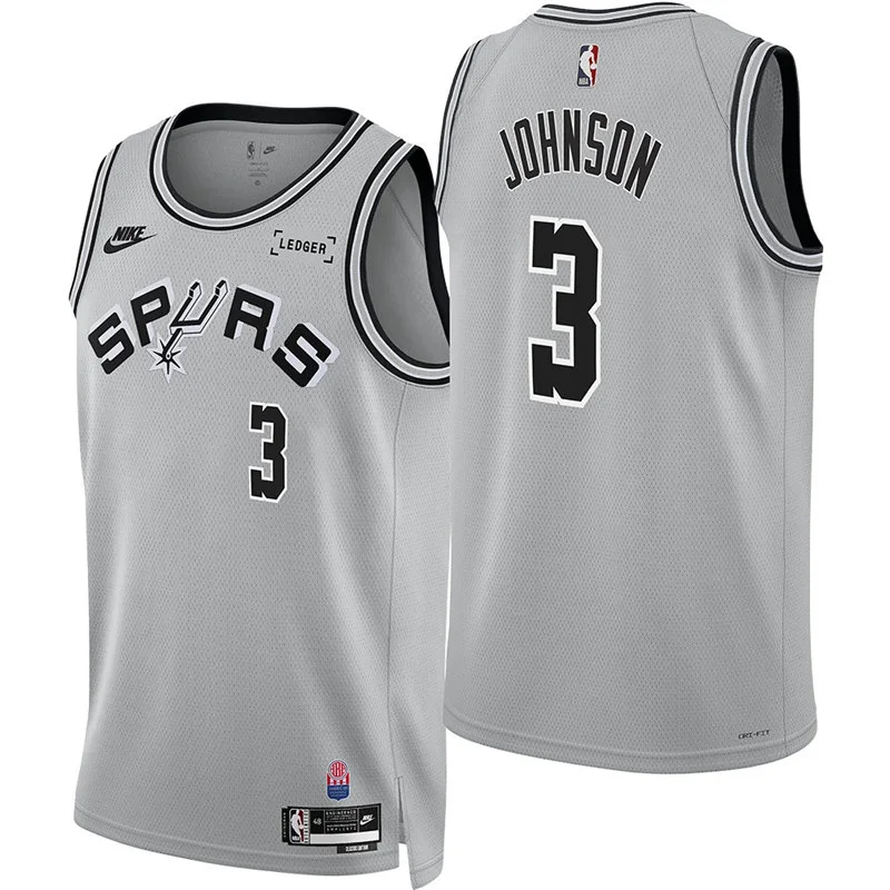 Men's San Antonio Spurs #3 Keldon Johnson Silver Nike ABA-Era Classic Edition Swingman Jersey