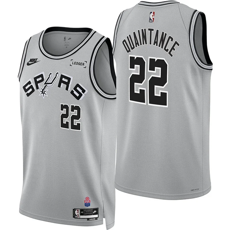 Men's San Antonio Spurs #22 Jayden Quaintance Silver Nike ABA-Era Classic Edition Swingman Jersey