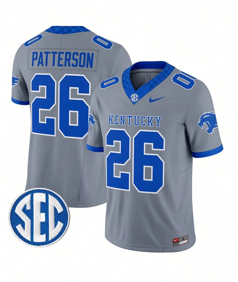 Kentucky Wildcats #26 Jason Patterson Gray Football Game Jersey