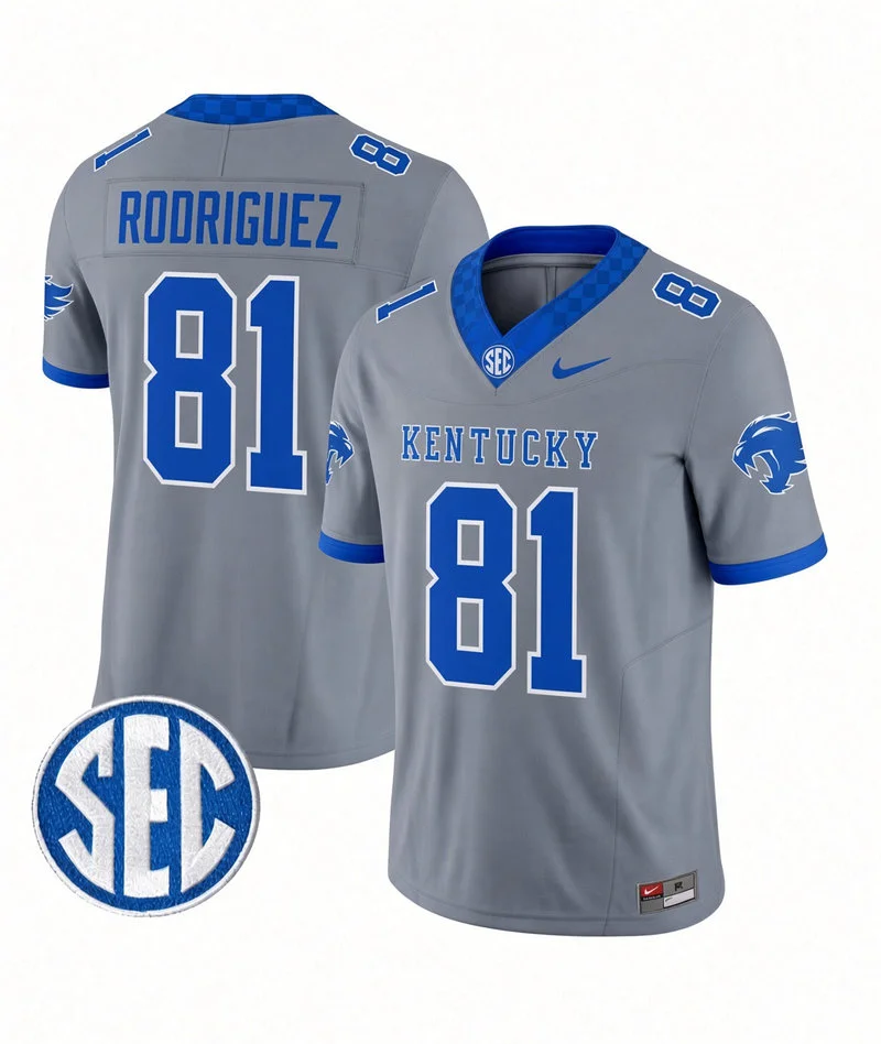 Kentucky Wildcats #81 Willie Rodriguez Gray Football Game Jersey