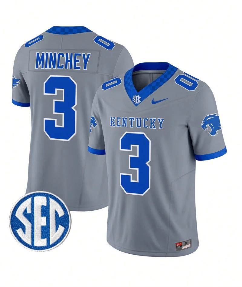 Kentucky Wildcats #3 Kenny Minchey Gray Football Game Jersey