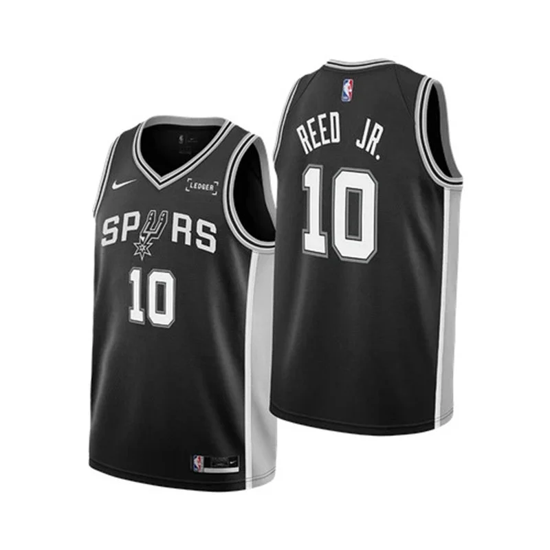 Men's San Antonio Spurs #10 Tarris Reed Jr. Nike Black Icon Edition Swingman Jersey