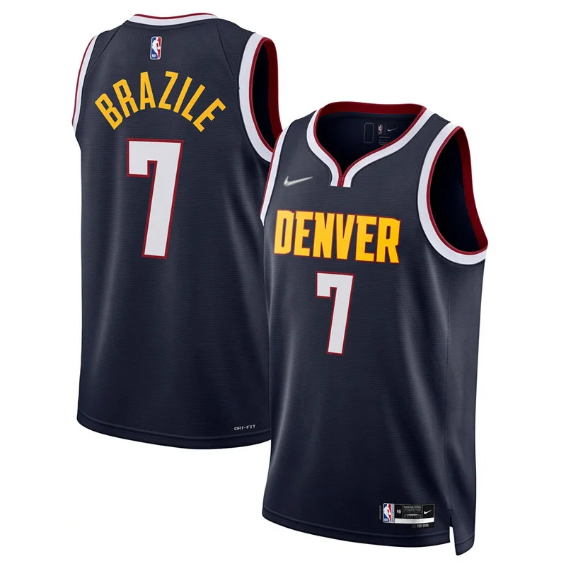 Mens Denver Nuggets #7 Trevon Brazile Nike Navy Icon Edition Swingman Jersey