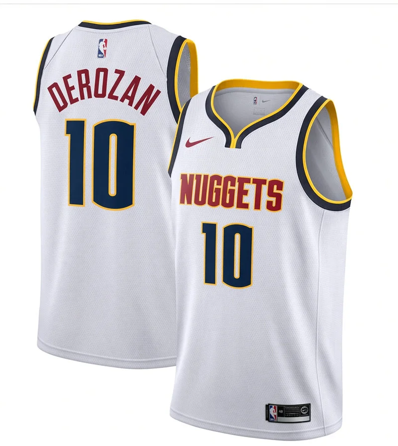Mens Denver Nuggets #10 DeMar DeRozan Nike White Association Edition Swingman Jersey