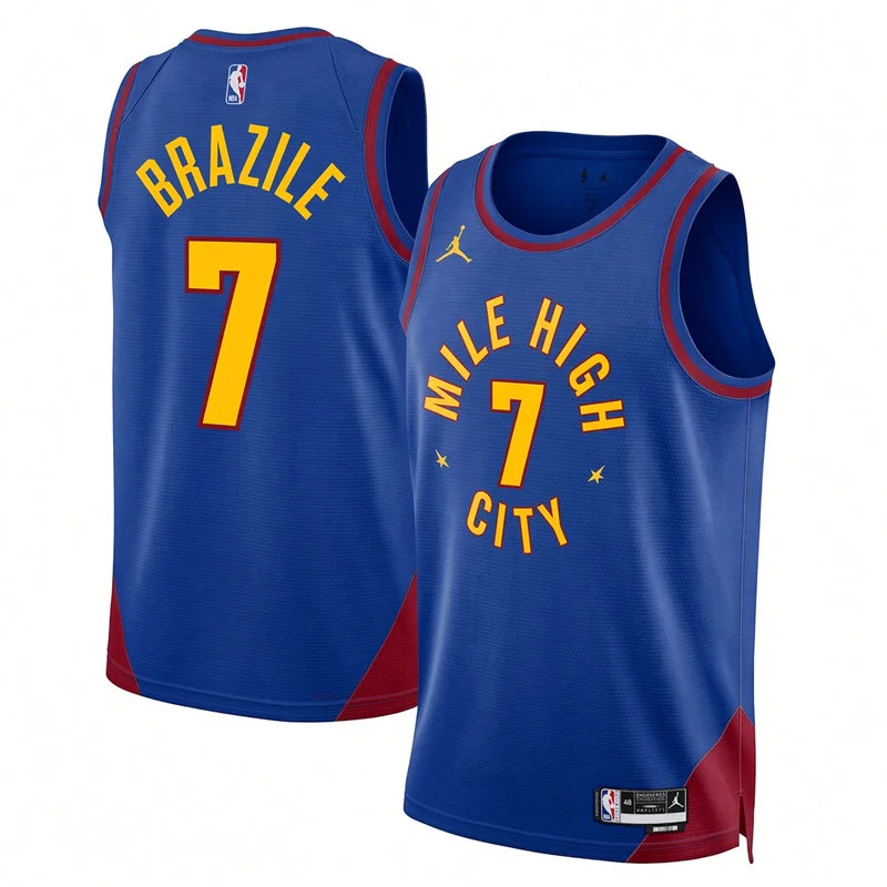 Mens Denver Nuggets #7 Trevon Brazile Blue Statement Edition Swingman Jersey