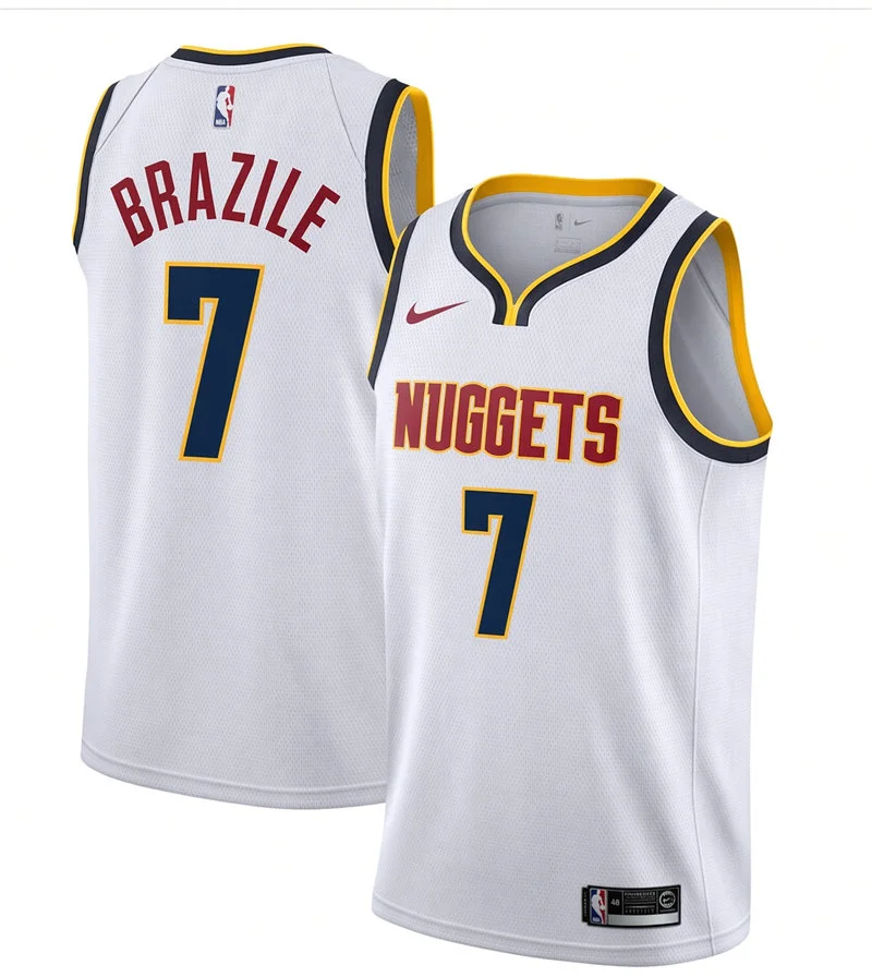 Mens Denver Nuggets #7 Trevon Brazile Nike White Association Edition Swingman Jersey
