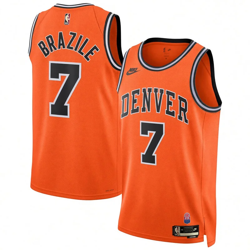 Mens Denver Nuggets #7 Trevon Brazile Orange ABA-Era Classic Edition Swingman Jersey