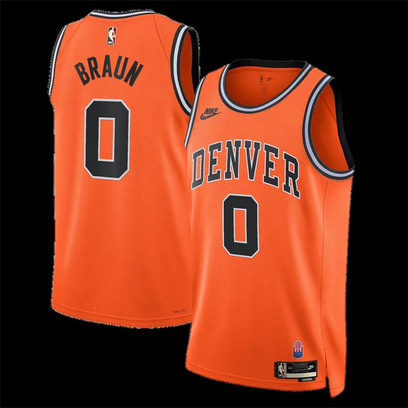 Mens Denver Nuggets #0 Christian Braun Orange ABA-Era Classic Edition Swingman Jersey