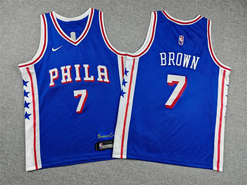 Youth Philadelphia 76ers #7 Jaylen Brown Nike Blue Icon Edition Swingman Jersey