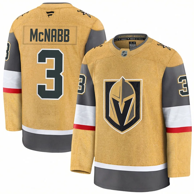 Mens Vegas Golden Knights #3 Brayden McNabb Fanatics Gold Home Premium Jersey