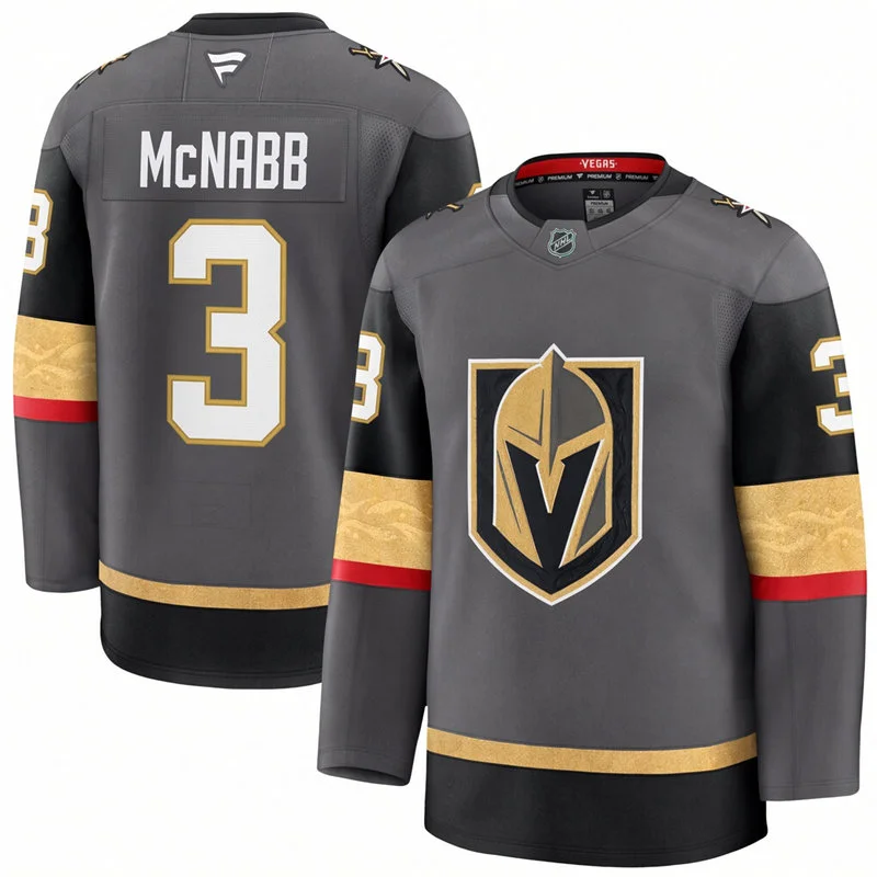 Mens Vegas Golden Knights #3 Brayden McNabb Fanatics Gray Alternate Premium Jersey