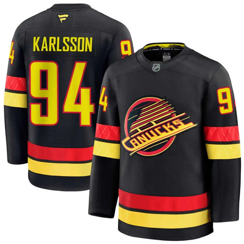 Men's Vancouver Canucks #94 Linus Karlsson Fanatics Black Alternate Premium Jersey