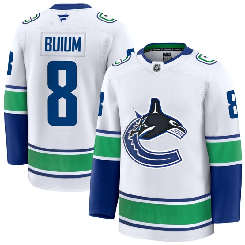 Men's Vancouver Canucks #8 Zeev Buium Fanatics Away White Premium Jersey