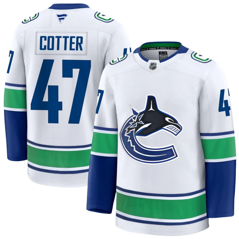 Men's Vancouver Canucks #47 Paul Cotter  Fanatics Away White Premium Jersey