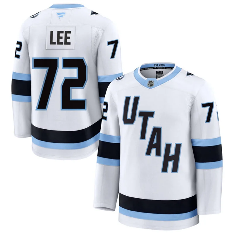 Mens Utah Mammoth #72 Anders Lee Fanatics Away White Premium Jersey