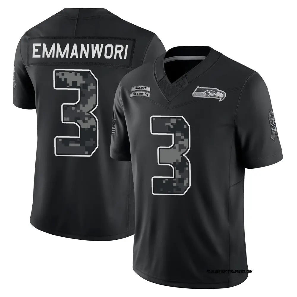 Men's Seattle Seahawks #3 Nick Emmanwori Black 2026 Salute to Service Limited Jersey