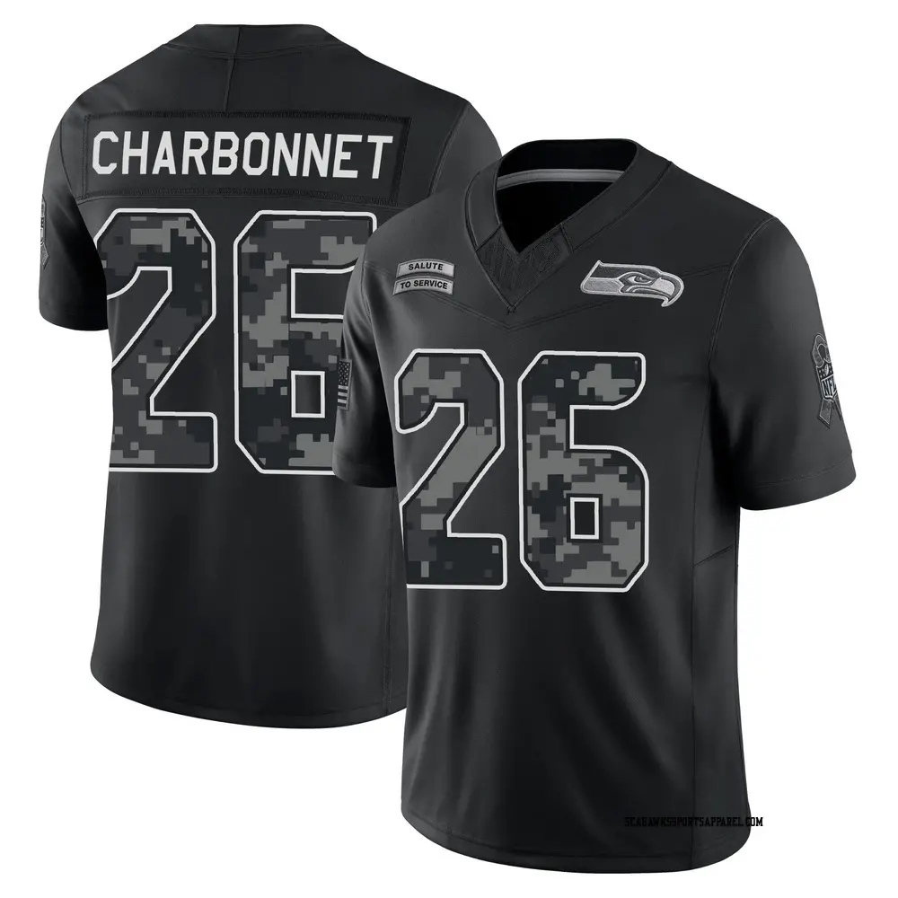Men's Seattle Seahawks #26 Zach Charbonnet Black 2026 Salute to Service Limited Jersey