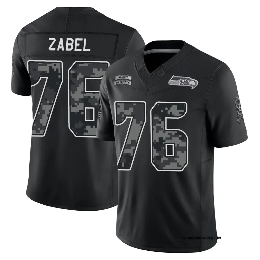 Men's Seattle Seahawks #76 Grey Zabel Black 2026 Salute to Service Limited Jersey