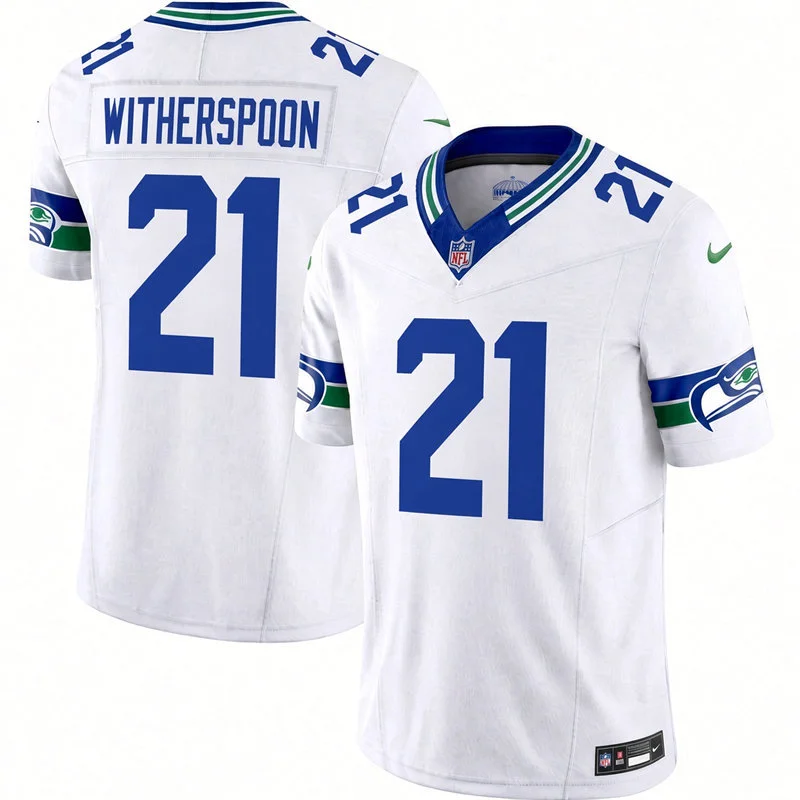 Men's Seattle Seahawks #21 Devon Witherspoon Nike White Throwback F.U.S.E. Limited Jersey