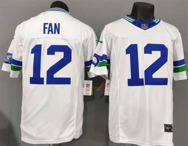 Men's Seattle Seahawks #12TH Fan Nike White Throwback F.U.S.E. Limited Jersey
