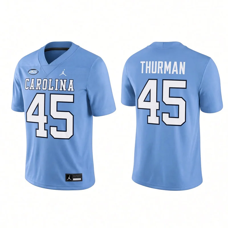 North Carolina Tar Heels #45 Jelani Thurman Blue 1980 ACC Football championship Retro Jersey