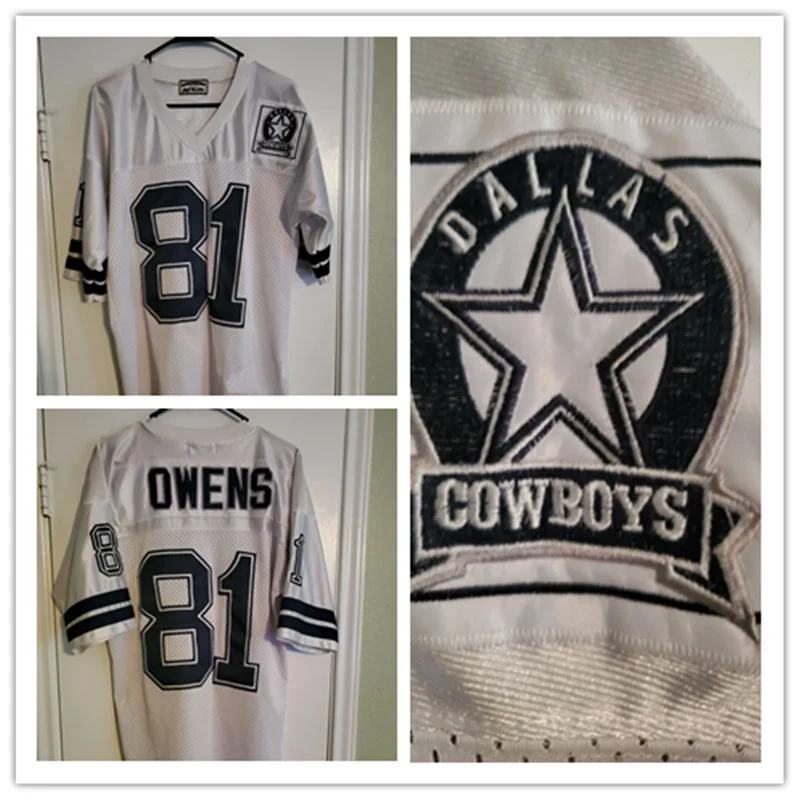 Men's Dallas Cowboys #81 Terrell Owens White 2004  Throwback Jersey