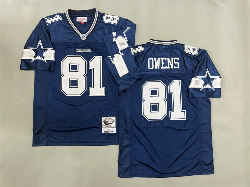 Men's Dallas Cowboys #81 Terrell Owens Navy 2007 Throwback Jersey