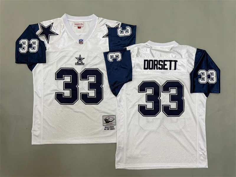 Men's Dallas Cowboys #33 Tony Dorsett White Thanksgivings Throwback Jersey