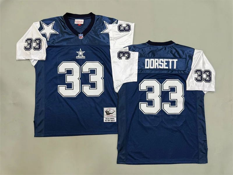 Men's Dallas Cowboys #33 Tony Dorsett Navy Thanksgivings Throwback Jersey