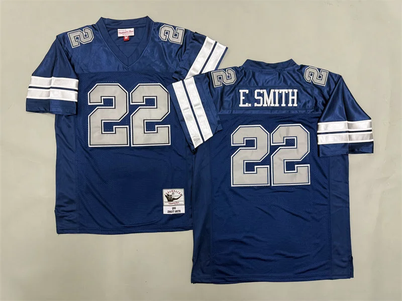 Mens Dallas Cowboys #22 Emmitt Smith 1994 Navy Gray Throwback Jersey