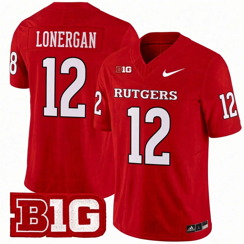 Rutgers Scarlet Knights #12 Dylan Lonergan 2026 Scarlet Football Game Jersey