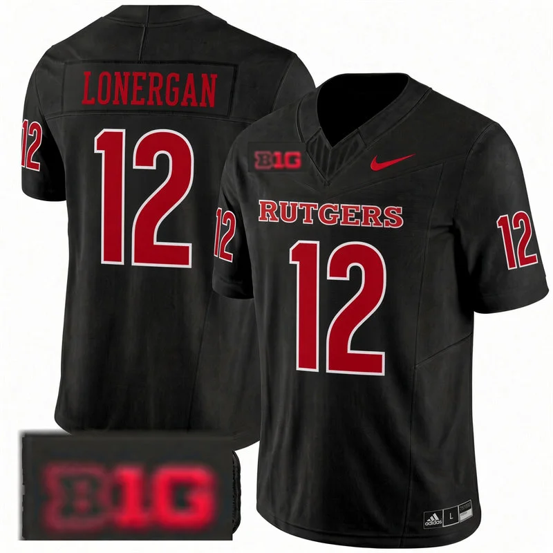 Rutgers Scarlet Knights #12 Dylan Lonergan 2026 Black Football Game Jersey