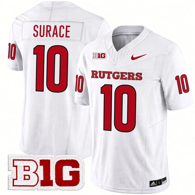 Rutgers Scarlet Knights #10 AJ Surace 2026 White Football Game Jersey