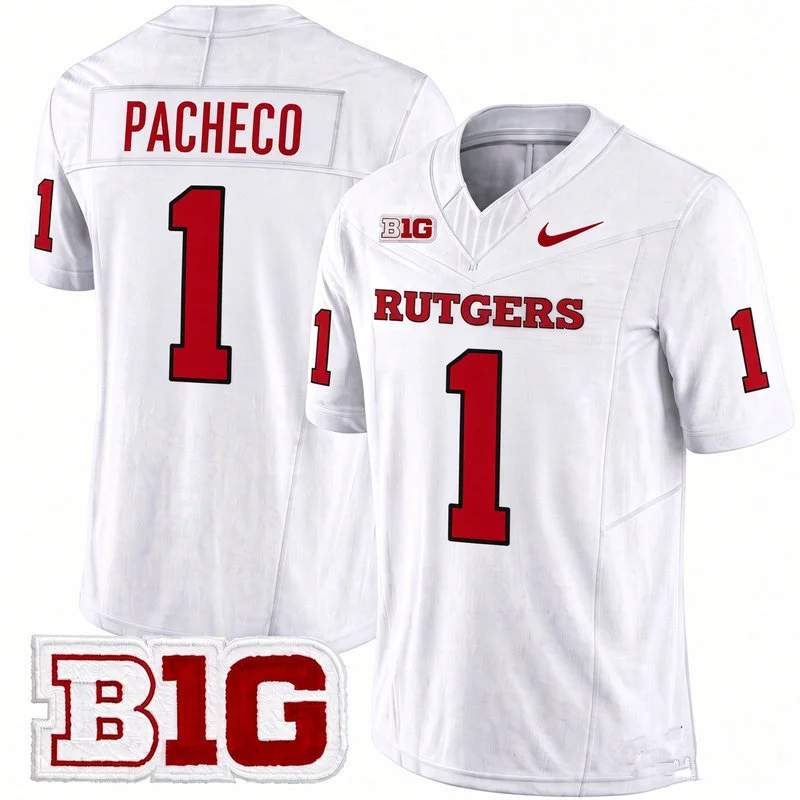 Rutgers Scarlet Knights #1 Isiah Pacheco Nike White Football Game Jersey
