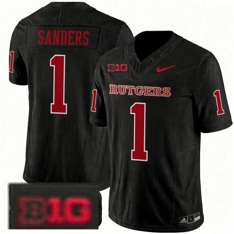 Rutgers Scarlet Knights #1 Kaj Sanders 2026 Black Football Game Jersey