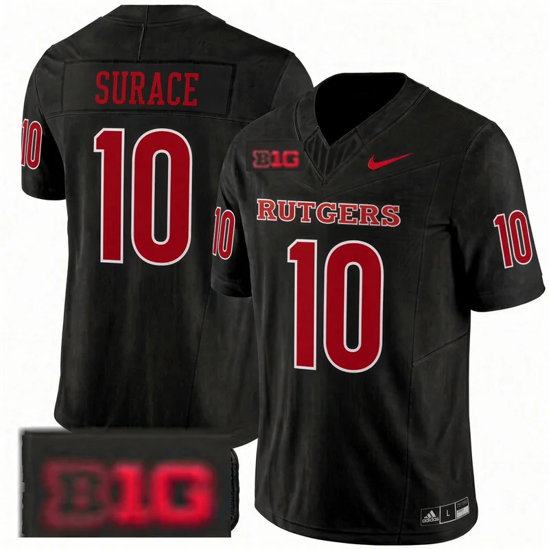 Rutgers Scarlet Knights #10 AJ Surace 2026 Black Football Game Jersey