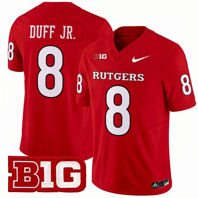 Rutgers Scarlet Knights #8 KJ Duff Jr. 2026 Scarlet Football Game Jersey Rutgers Scarlet Knights #8 KJ Duff Jr. 2026 Scarlet Football Game Jersey