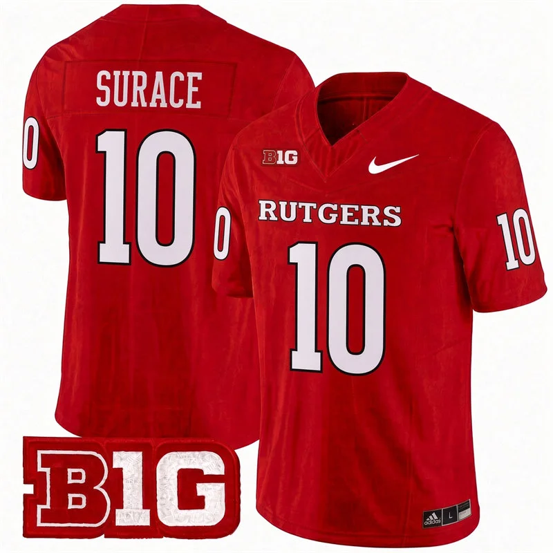 Rutgers Scarlet Knights #10 AJ Surace 2026 Scarlet Football Game Jersey